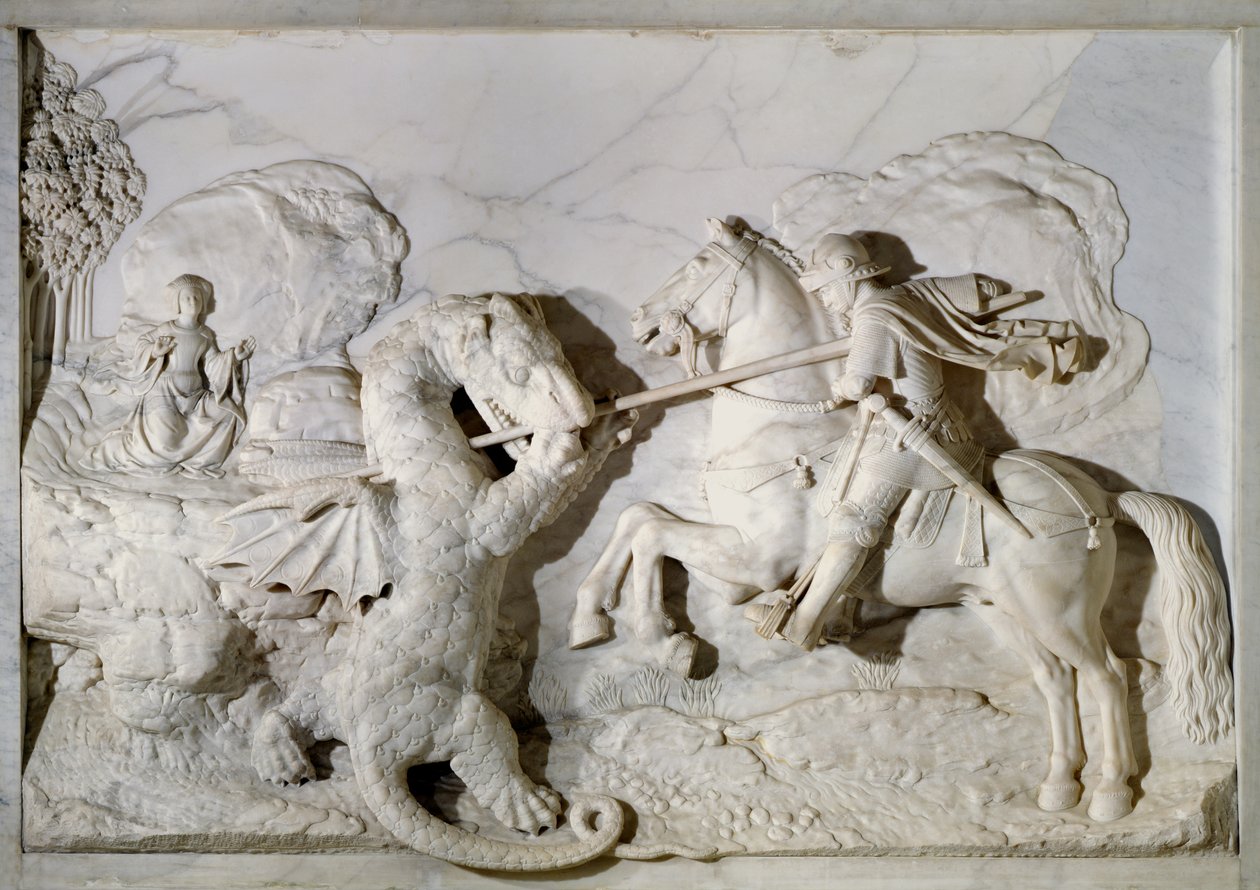 São Jorge e o Dragão, 1508 (mármore) de Michel Colombe