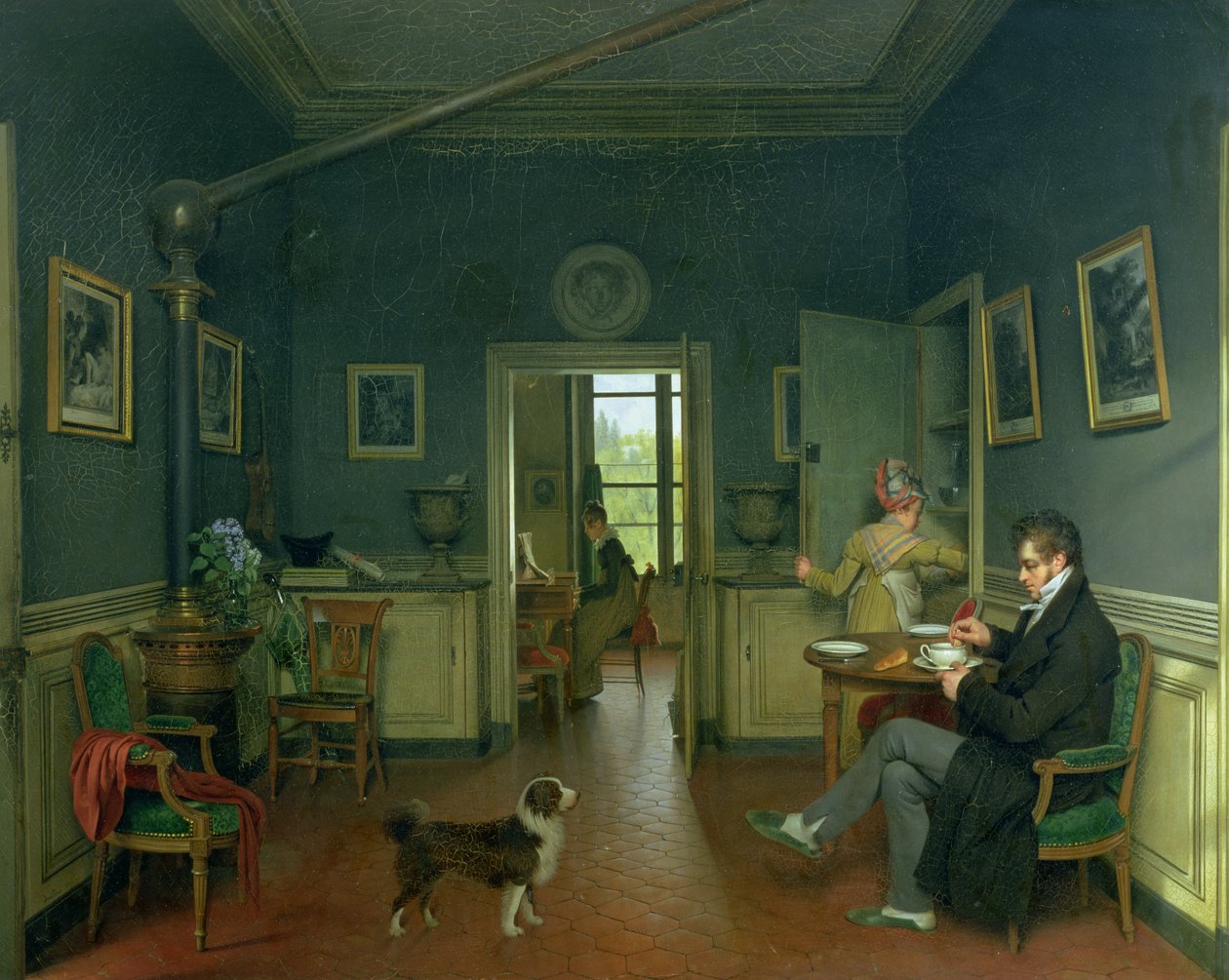 Interior de uma sala de jantar, 1816 (ver 113187 para detalhes) de Michel Martin Drolling