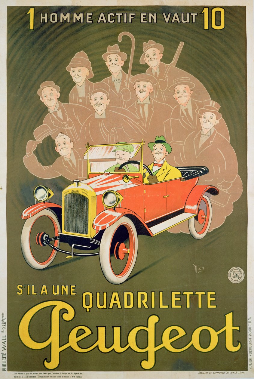 Anúncio para o Peugeot Quadrilette de Michel Liebeaux