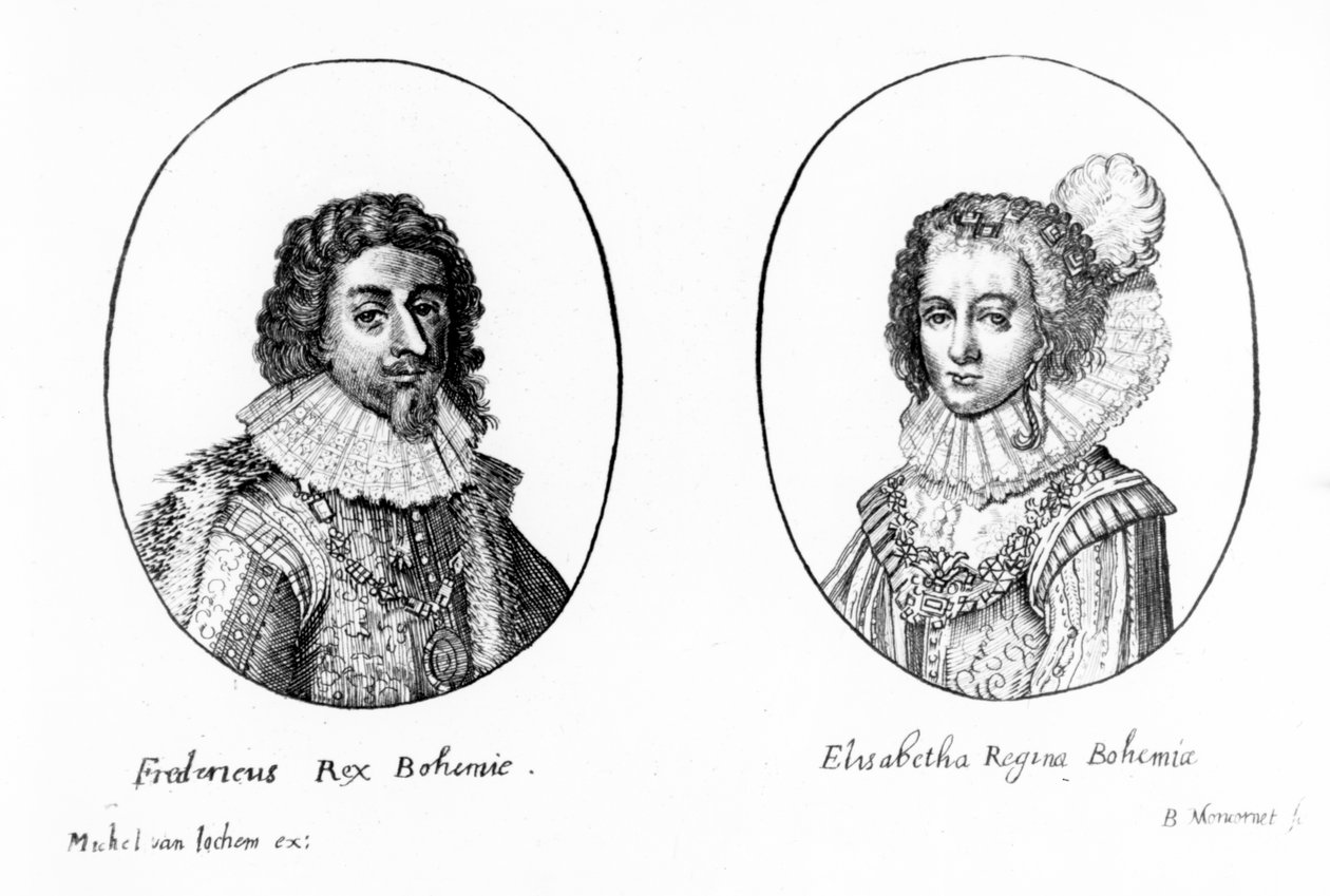 Frederico V da Boêmia e Isabel, Rainha da Boêmia, impressão feita por Balthasar Moncornet, c.1630 de Michel van Iochem