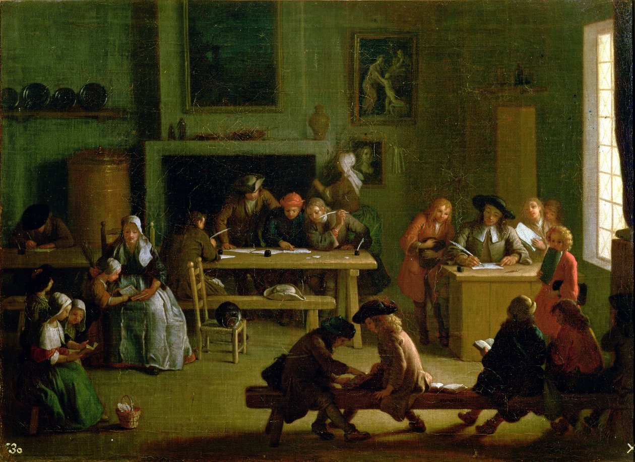 Interior de uma sala de aula de Michel Ange Houasse