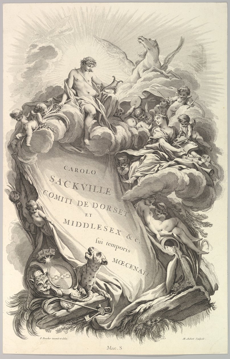 Frontispício para o túmulo de Charles Sackville, conde de Dorset Frontispício para ..., ca. 1736 de Michel Aubert