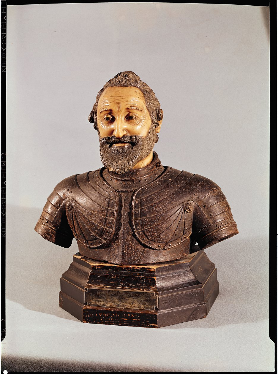 Busto de Henri IV (1553-1610) (cera e pedra) de Michel Bourdin