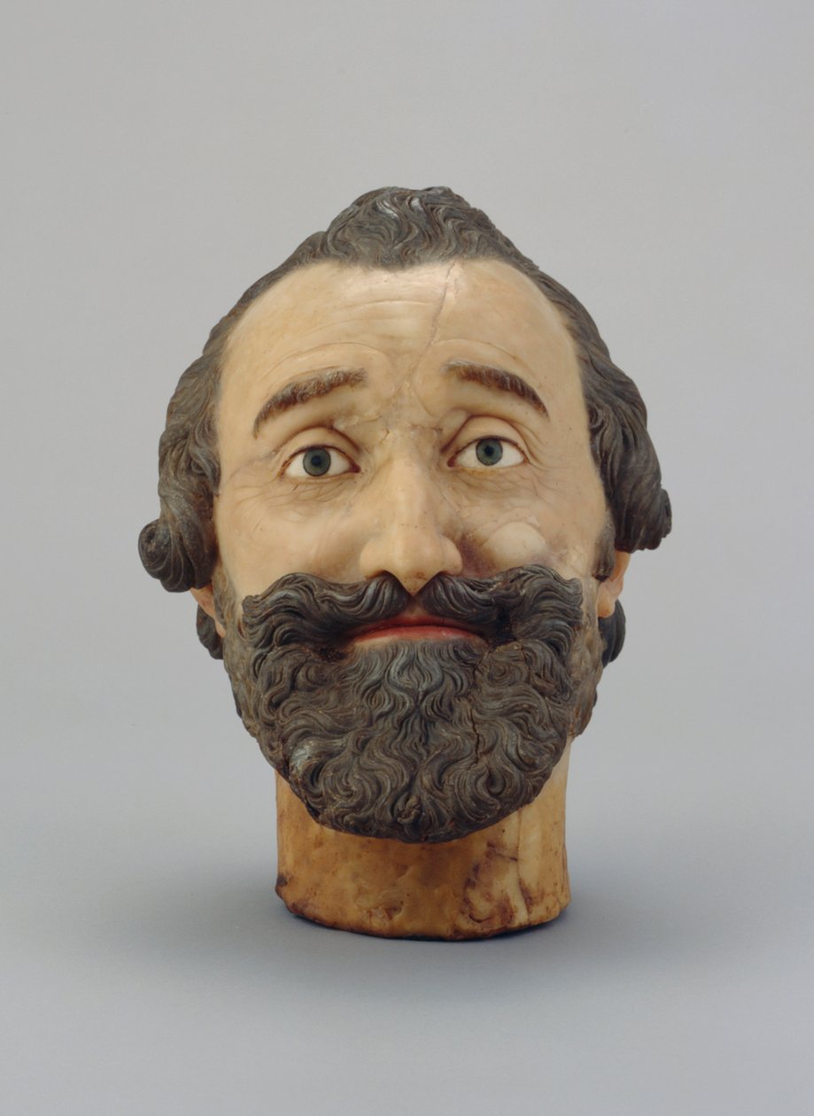Cabeça de retrato de Henrique IV da França, c.1610 (cera) (ver também 312106 e 312139) de Michel Bourdin