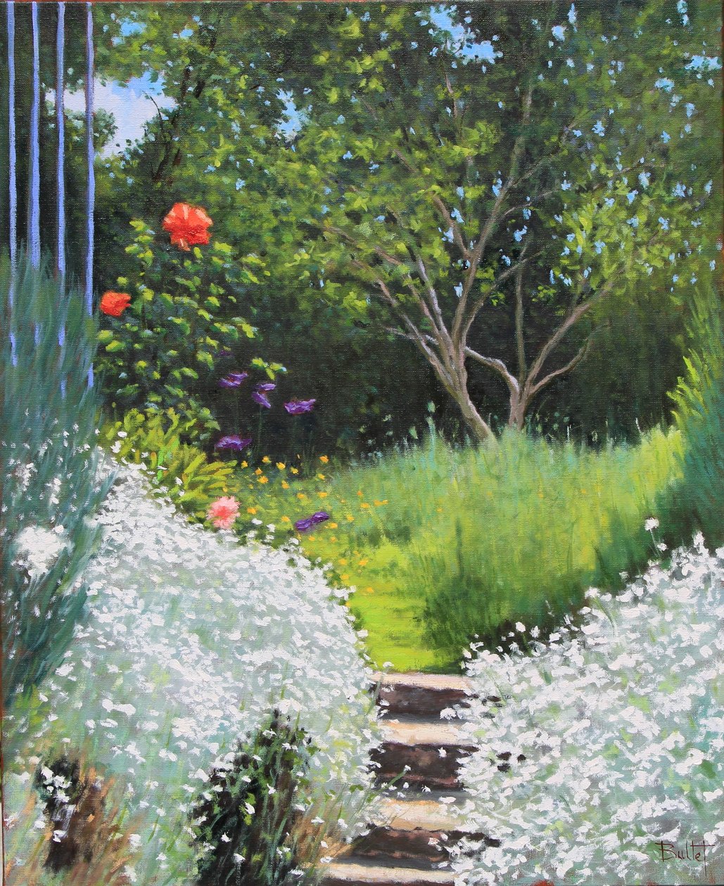 Canto de jardim a óleo, 2018 (óleo sobre tela) de Michel Bultet