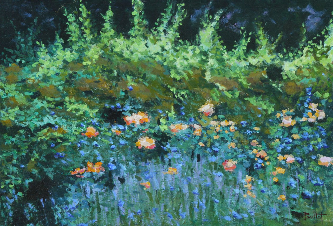 Parterre de fleurs, 2003 (óleo sobre tábua) de Michel Bultet