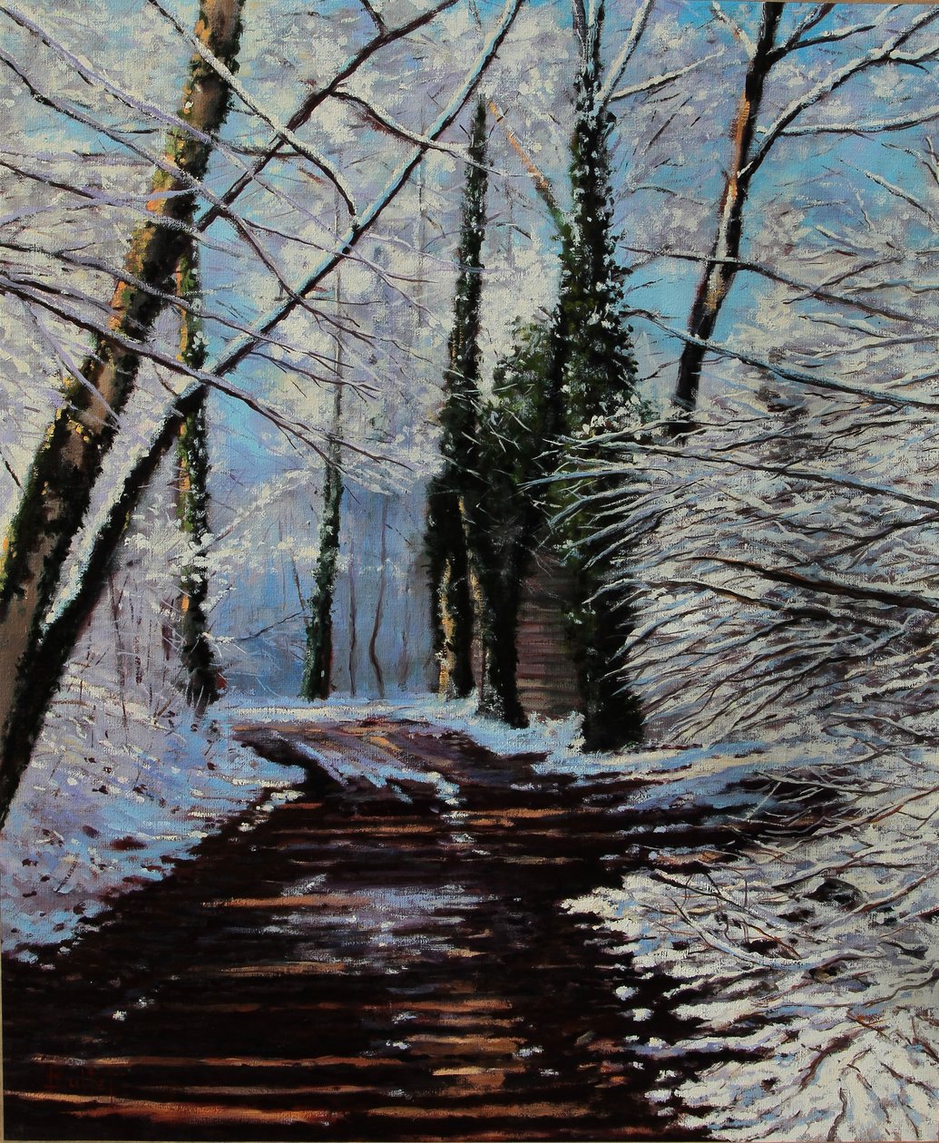 chemin de neige (pintura a óleo) de Michel Bultet
