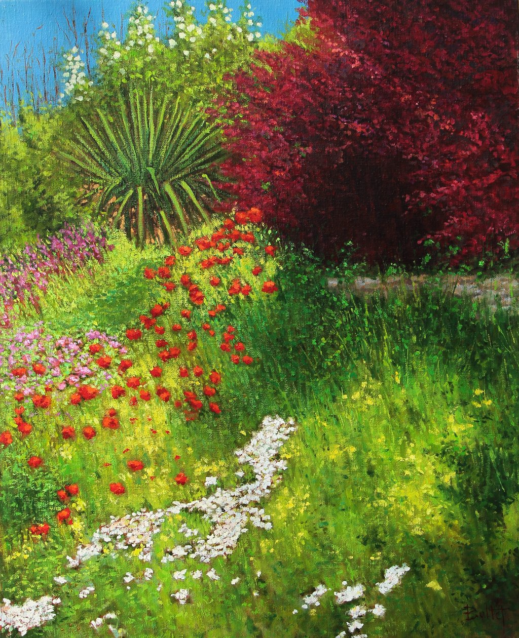 banco florido (pintura a óleo) de Michel Bultet