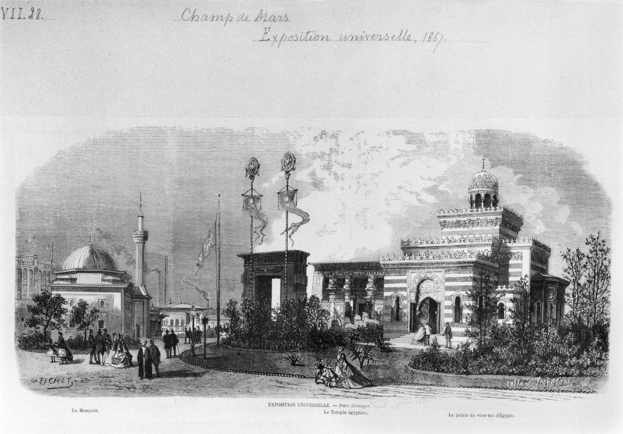 As seções estrangeira e oriental da exposição universal no Champ-de-Mars em Paris, junho de 1867 de Michel Charles Fichot