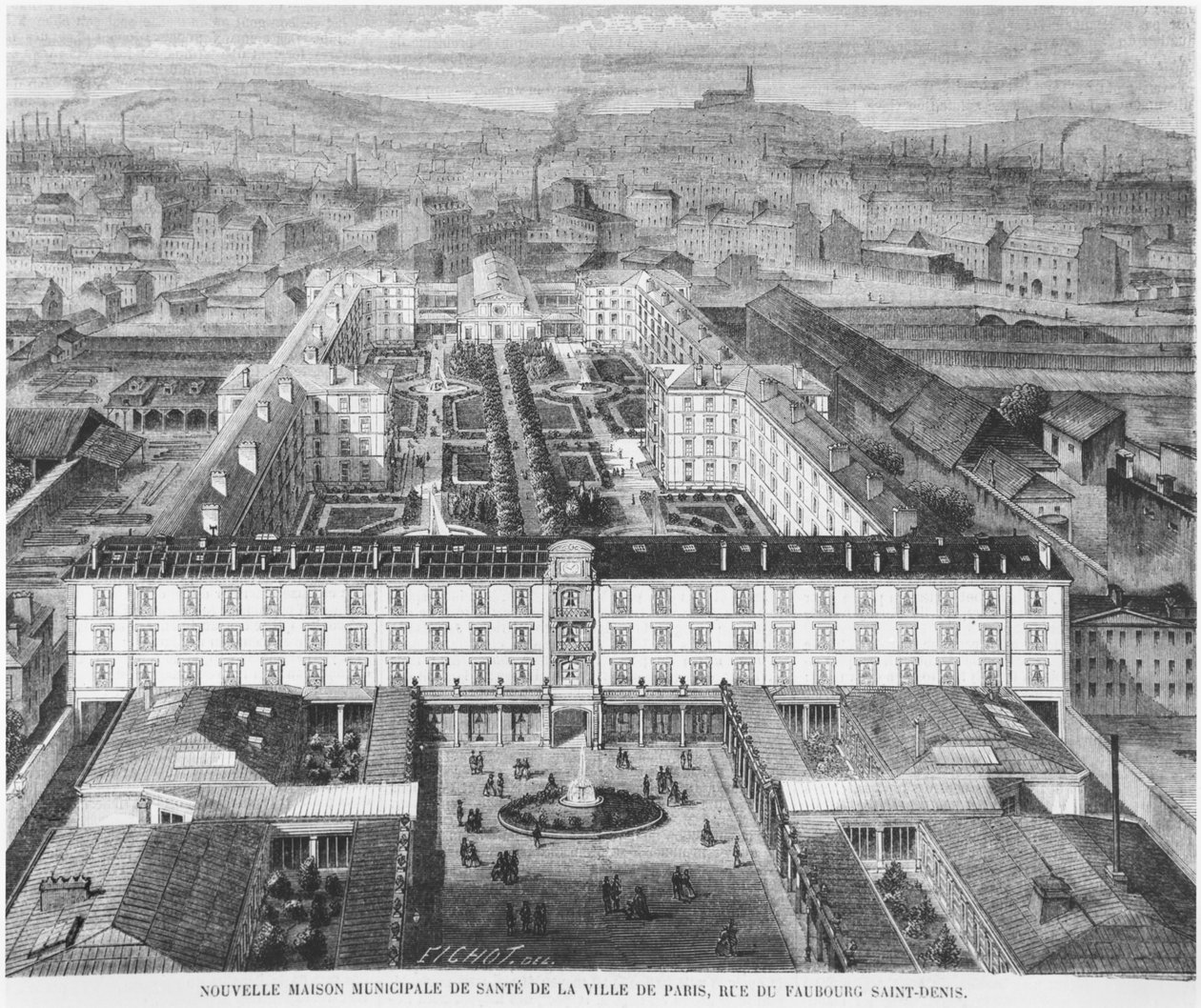 O presente Fernand Widal Hospital, Paris, ilustração de &39;Le Monde Illustre&39;, 1867 de Charles Fichot