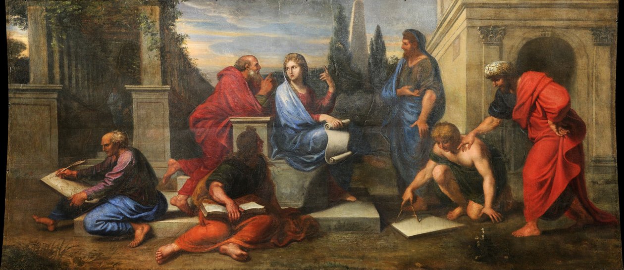 Aspásia cercada por filósofos gregos de Michel Corneille the Younger
