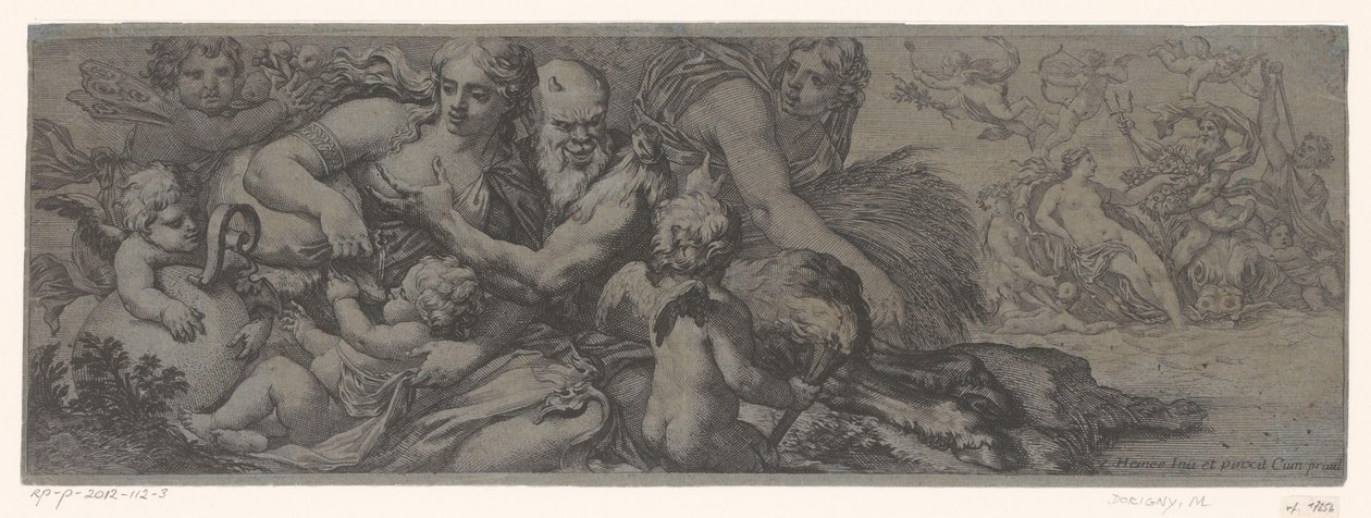 Faun com bacchante e putti de Michel Dorigny (attributed to)