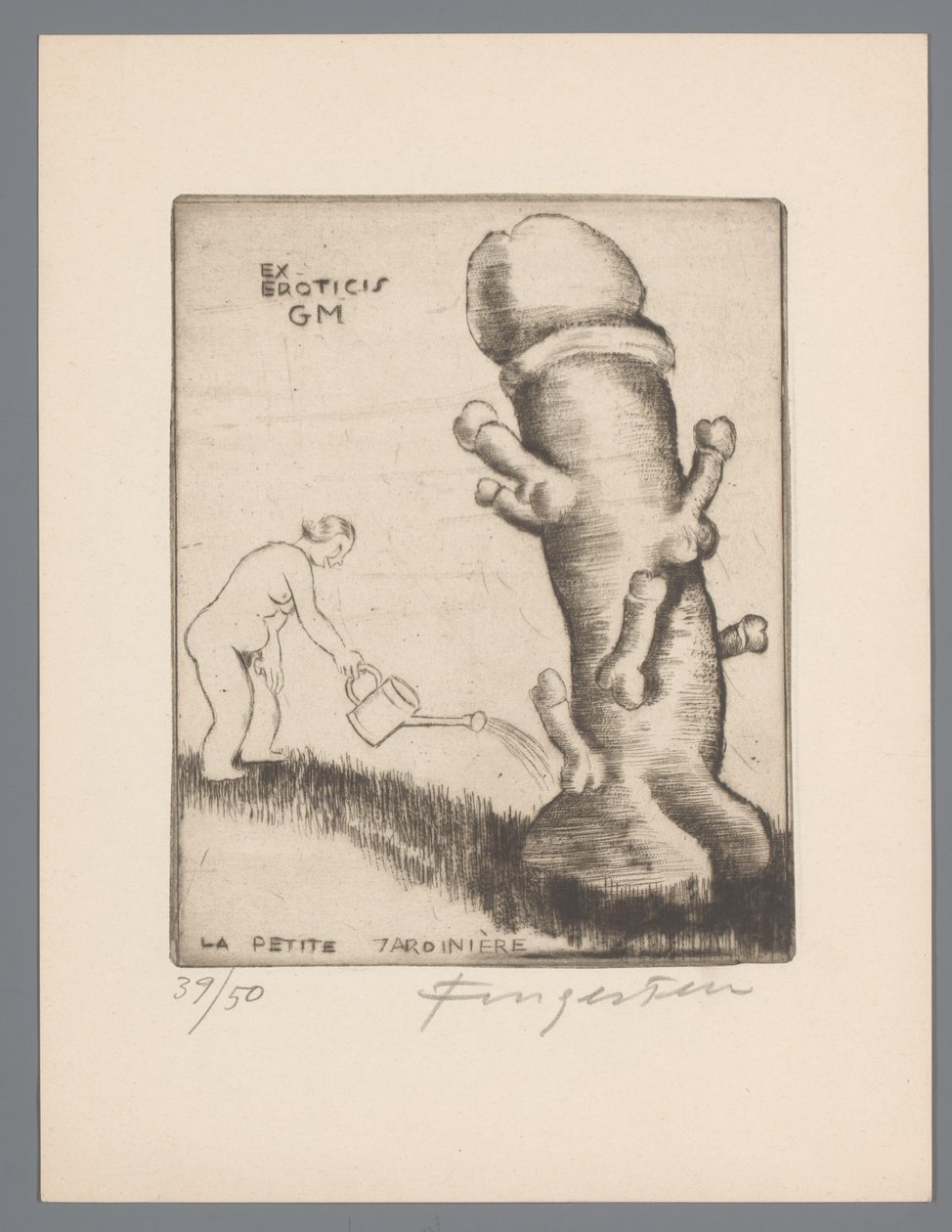 Ex libris van Gianni Mantero
Ex eroticis GM (título sobre o objecto)
La petite jardinière (título sobre o objecto) de Michel Fingesten (signed by artist)