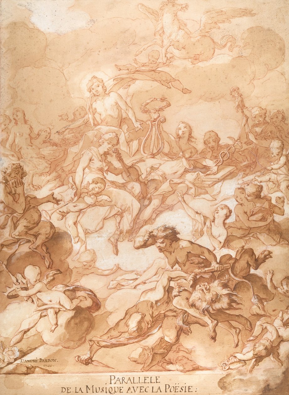 Uma alegoria comparando música e poesia, 1740. de Michel Francois Dandre Bardon