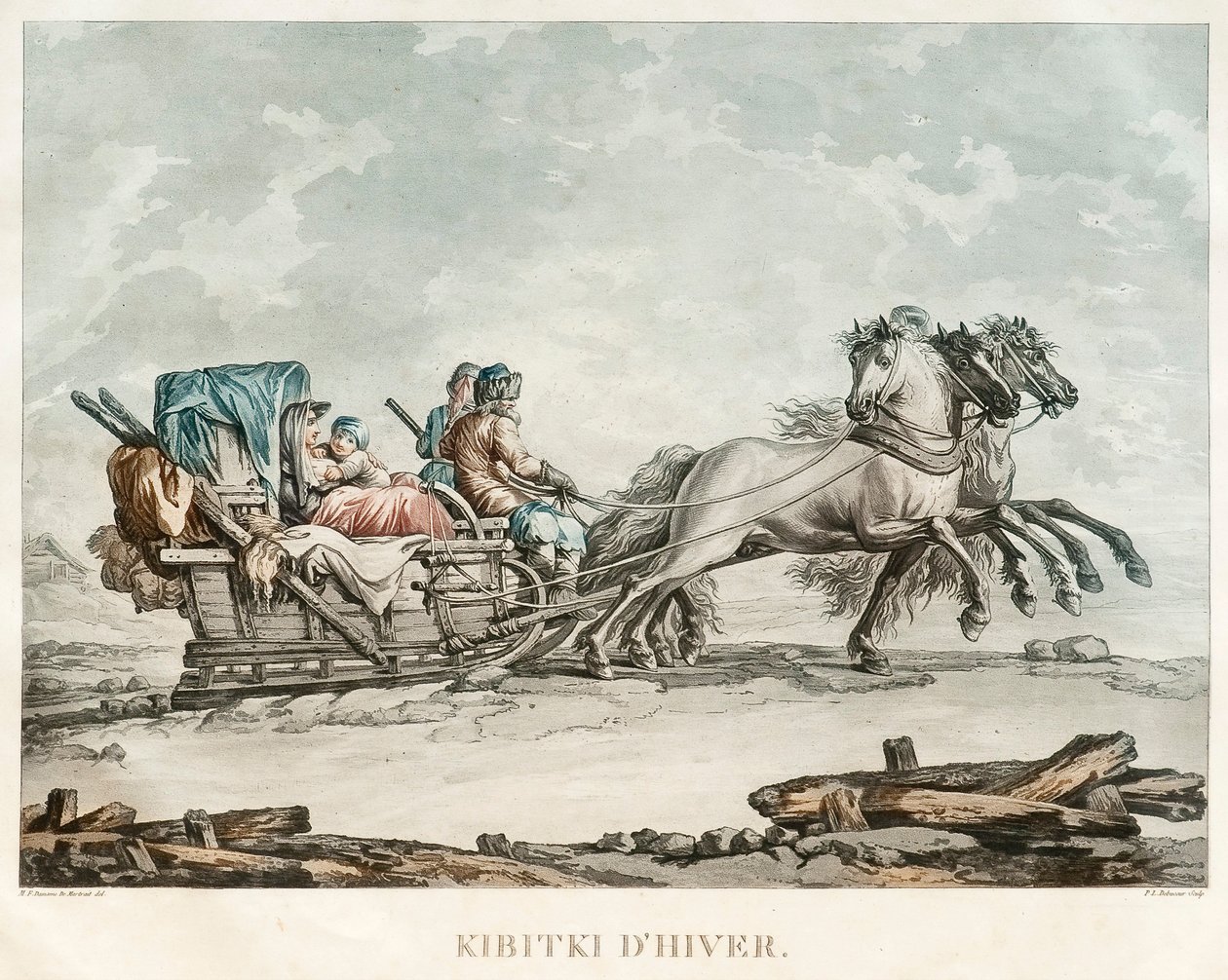 Kibitka, década de 1810 de Michel Francois Damam Demartrait