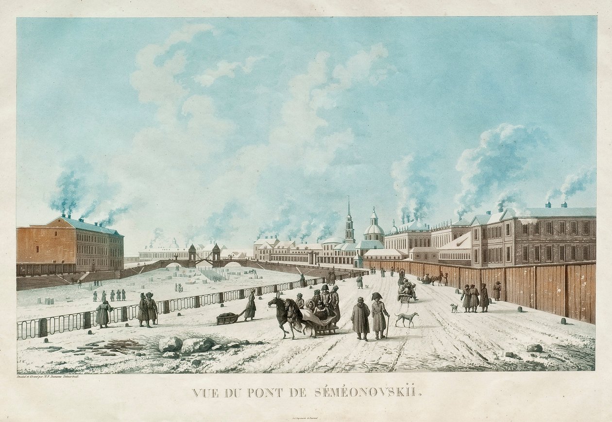 A Ponte Semyonovsky em São Petersburgo, 1813 de Michel Francois Damam Demartrait