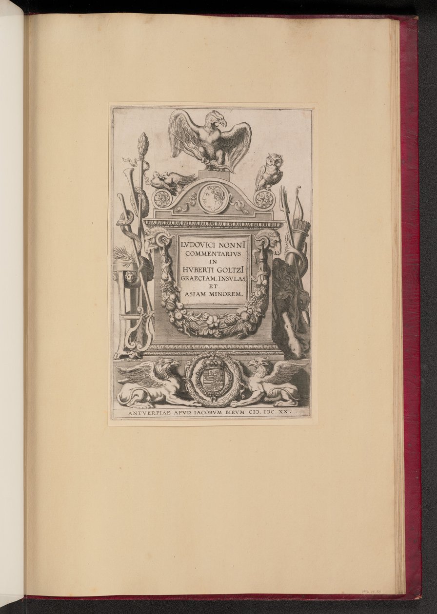 Página de rosto para Luigi Nonnius, um comentário sobre a Grécia, ilhas e Ásia Menor de Michel Lasne after Sir Peter Paul Rubens