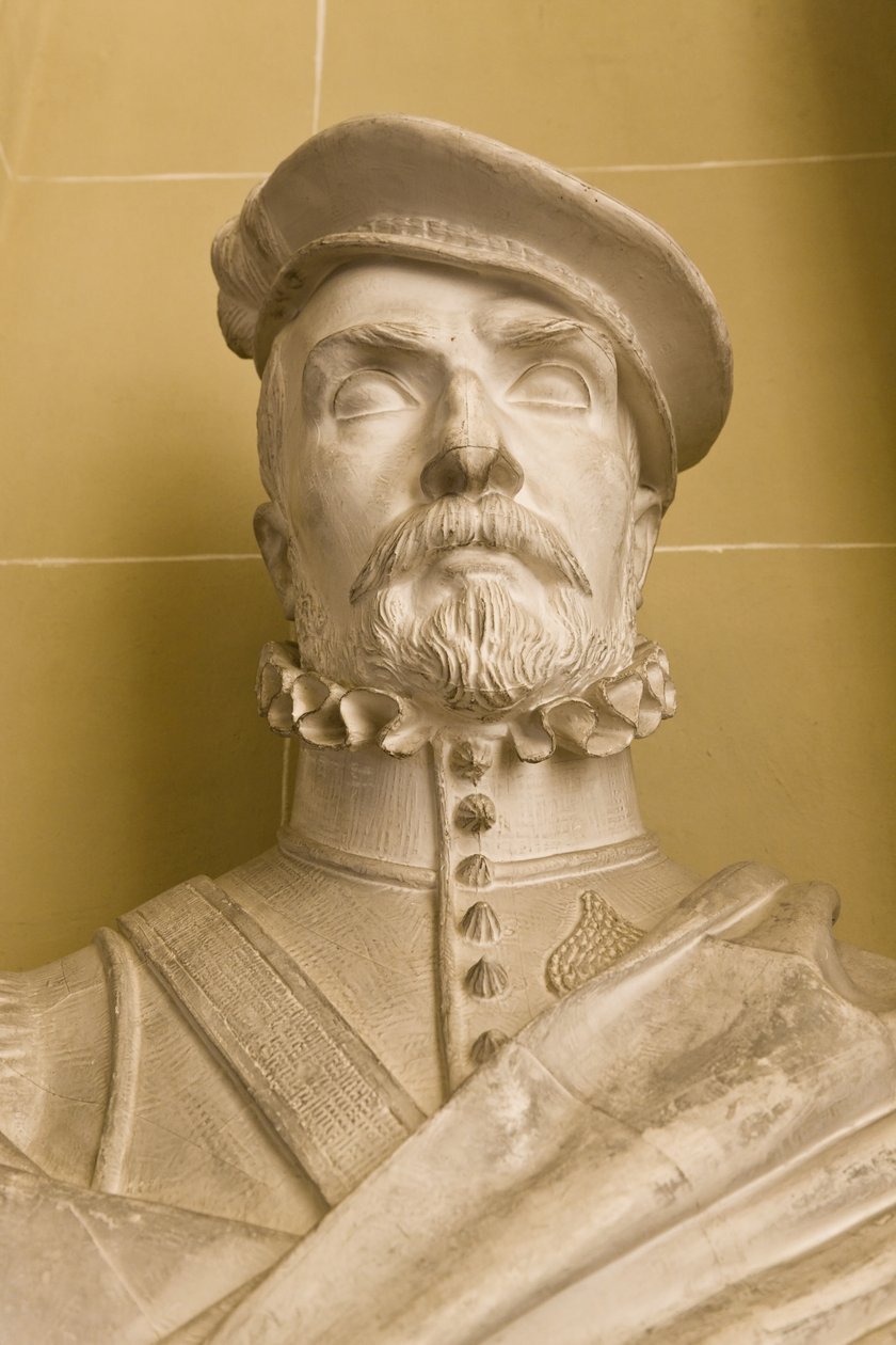 Cópia de um busto de retrato de Hernan Cortes (gesso) de Victor Louis