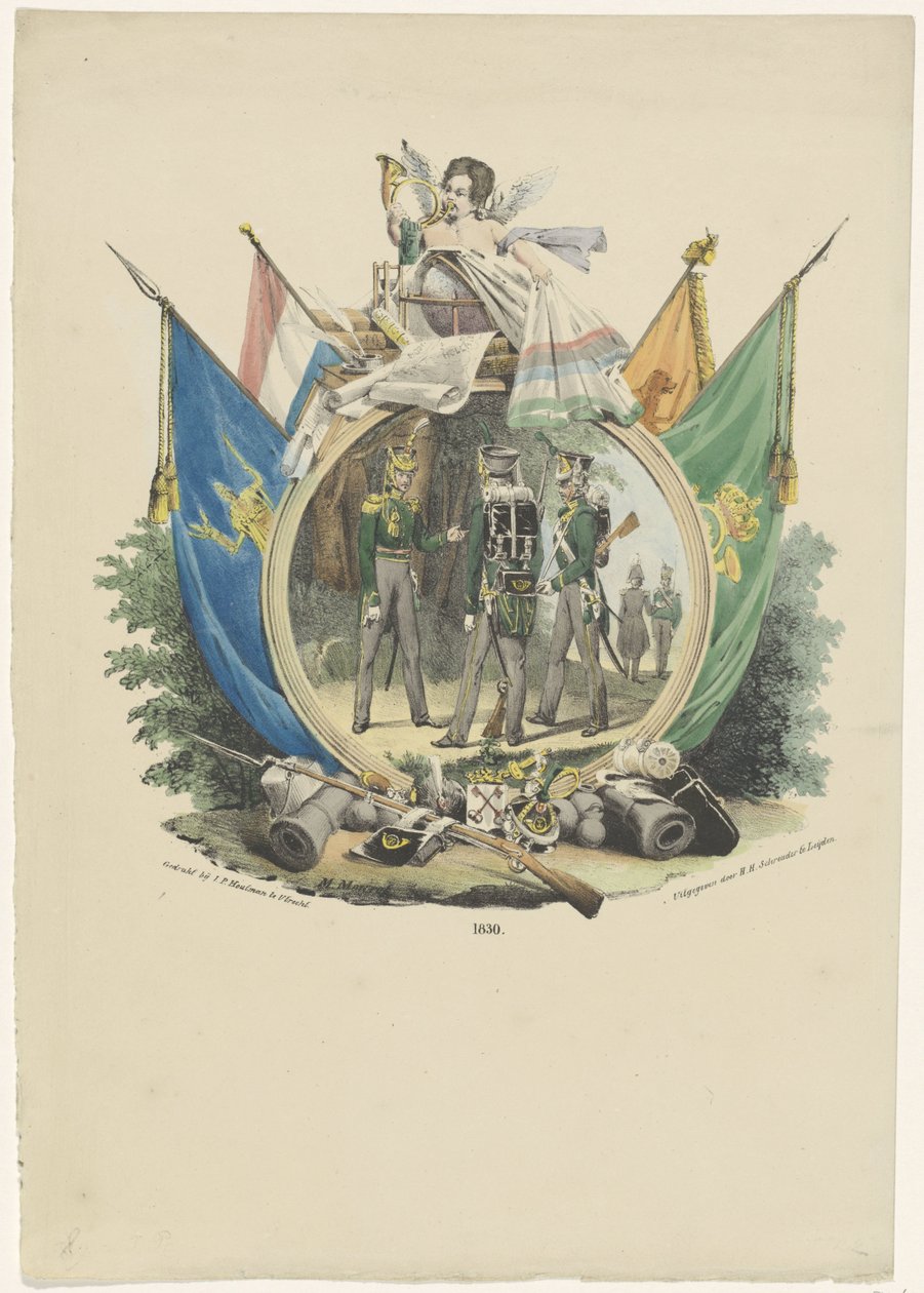 Medalhão com Vrijwillige Jagers der Leidse Hogeschool, 1830 de Michel Mourot
