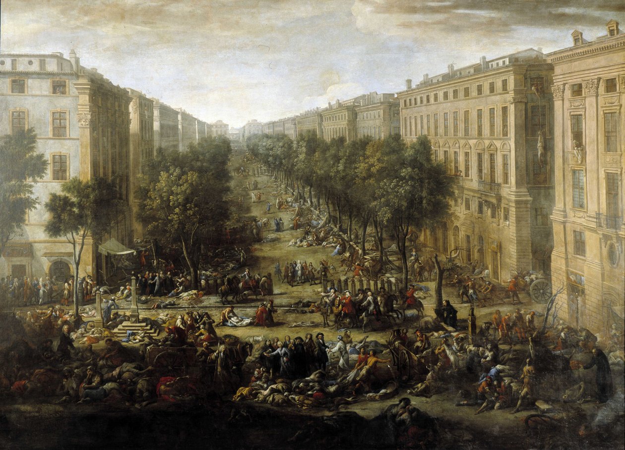Vista do Cours (de Marselha) durante a praga de 1720 (óleo sobre tela) de Michel Serre