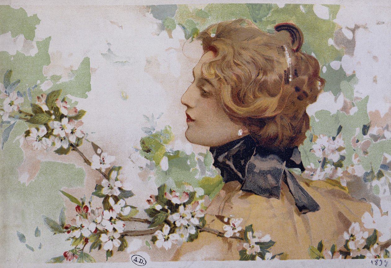 Mulher entre as flores - chromo. por Simondy de Michel Simonidy