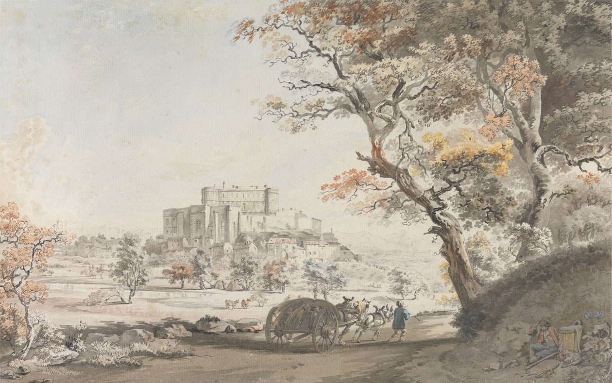 Uma Vista do Sudeste do Castelo de Grigan na Provença, perto de Dauphine de Michel Vincent Brandoin