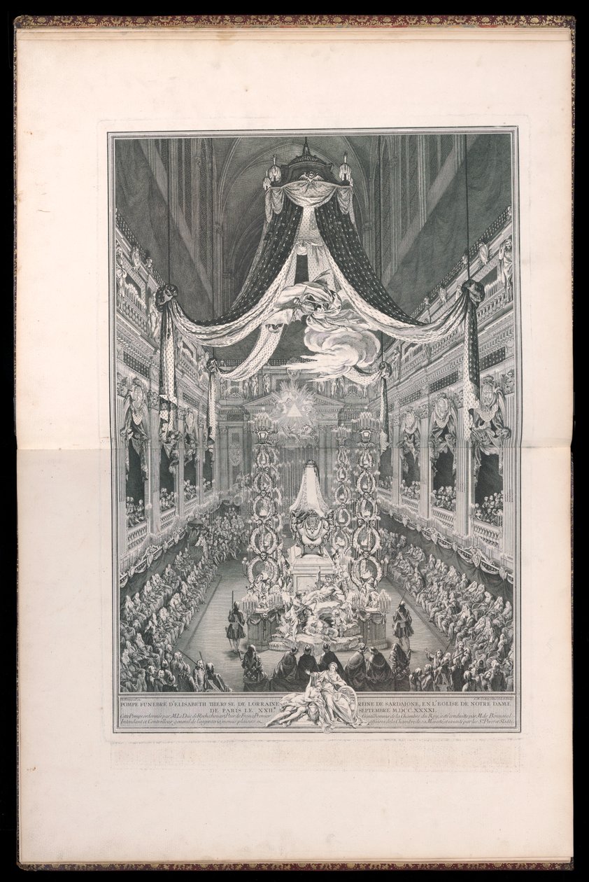 Agentes funerários de Elisabeth Thérèse de Lorraine Rainha da Sardenha, na igreja de Notre Dame de Paris no XXII. SETEMBRO M.DCC.XXXXI. (Funeral de Elisabeth Thérèse de Lorraine, Rainha da Sardenha, na Igreja de Notre Dame de Paris a 22 de setembro 1 de Michel de Bonneval