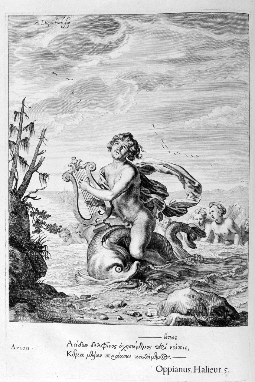 Arion salvo por um golfinho, 1655 de Michel de Marolles