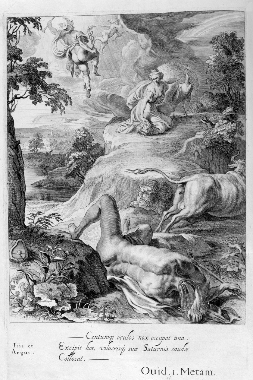 Io transformou-se em vaca: Mercúrio corta a cabeça de Argus, 1655 de Michel de Marolles