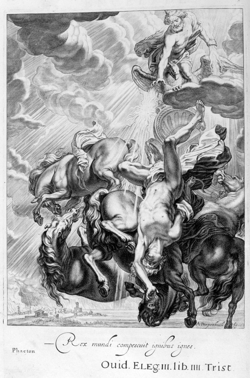 Phaeton derrubado pelo raio de Júpiter, 1655 de Michel de Marolles