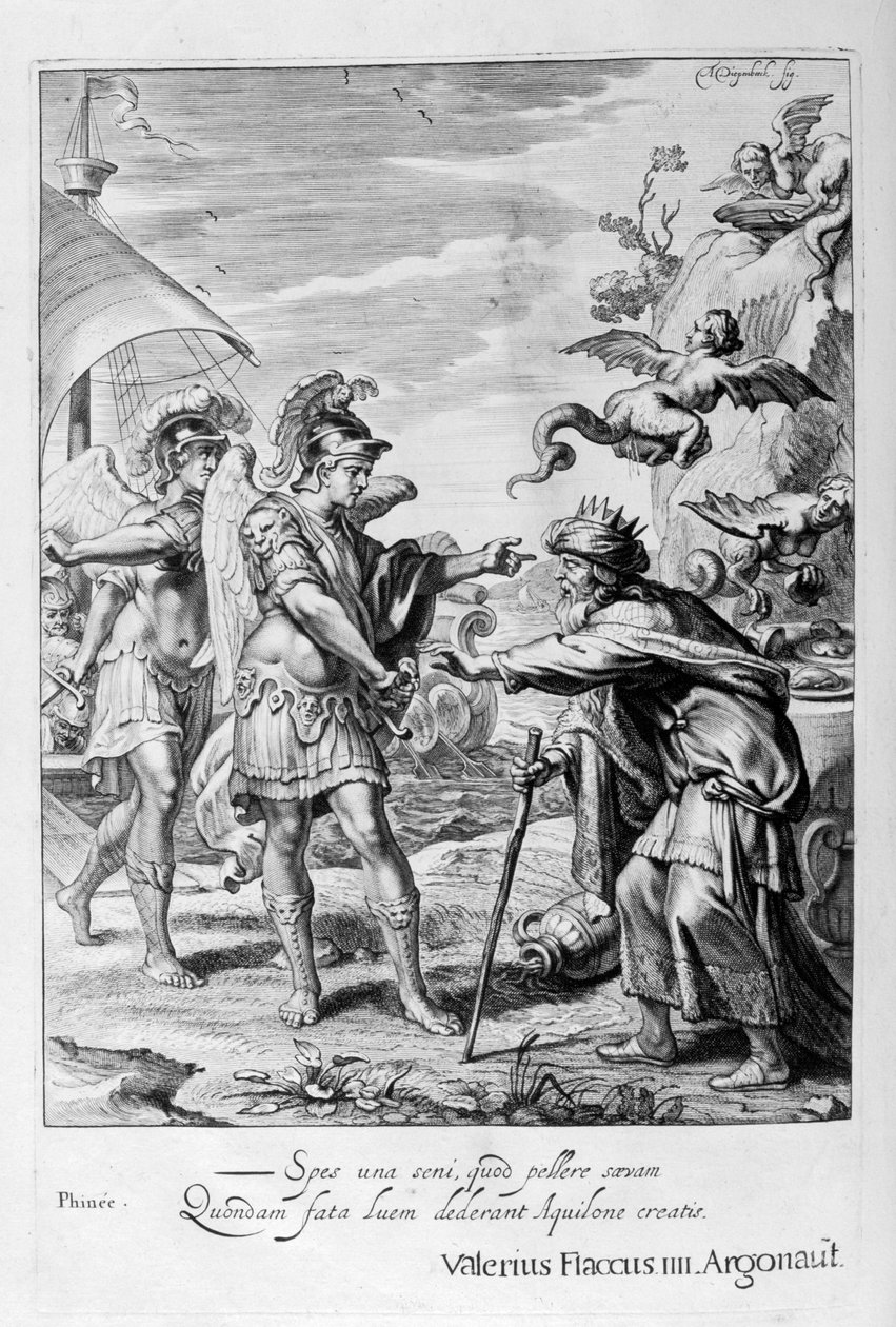 Phineus é libertado das Harpias por Calais e Zethes, 1655 de Michel de Marolles