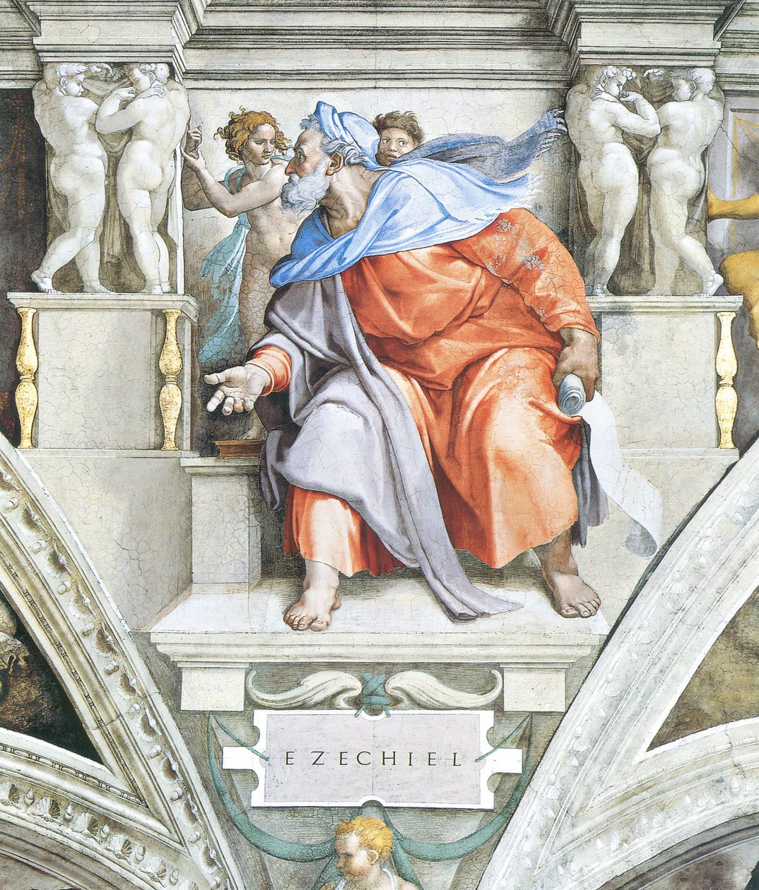 Ezequiel no teto da Capela Sistina, no Vaticano de Michelangelo Buonarroti