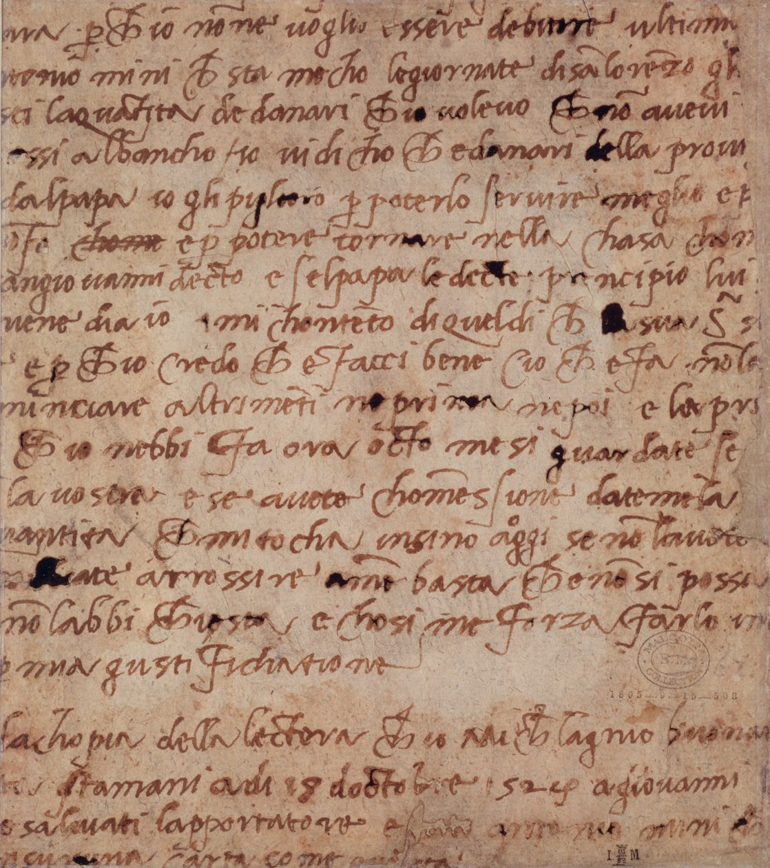 1895-9-15-503 W.34v Página de caligrafia de Michelangelo Buonarroti