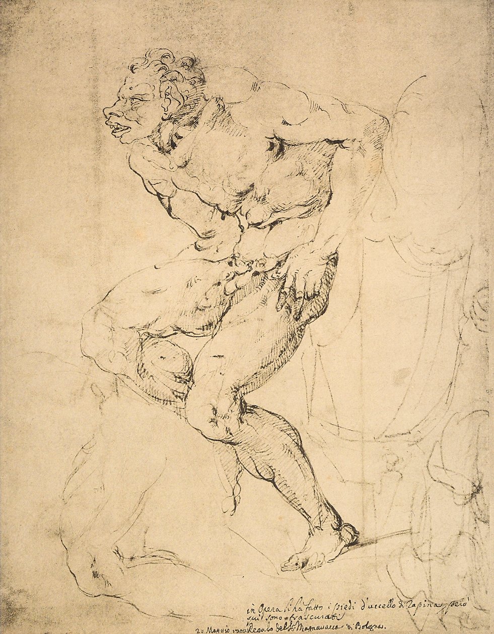 Um diabo, desenhando por Michelangelo. Gabinete de Desenhos e Gravuras, Galeria Uffizi, Florença de Michelangelo Buonarroti