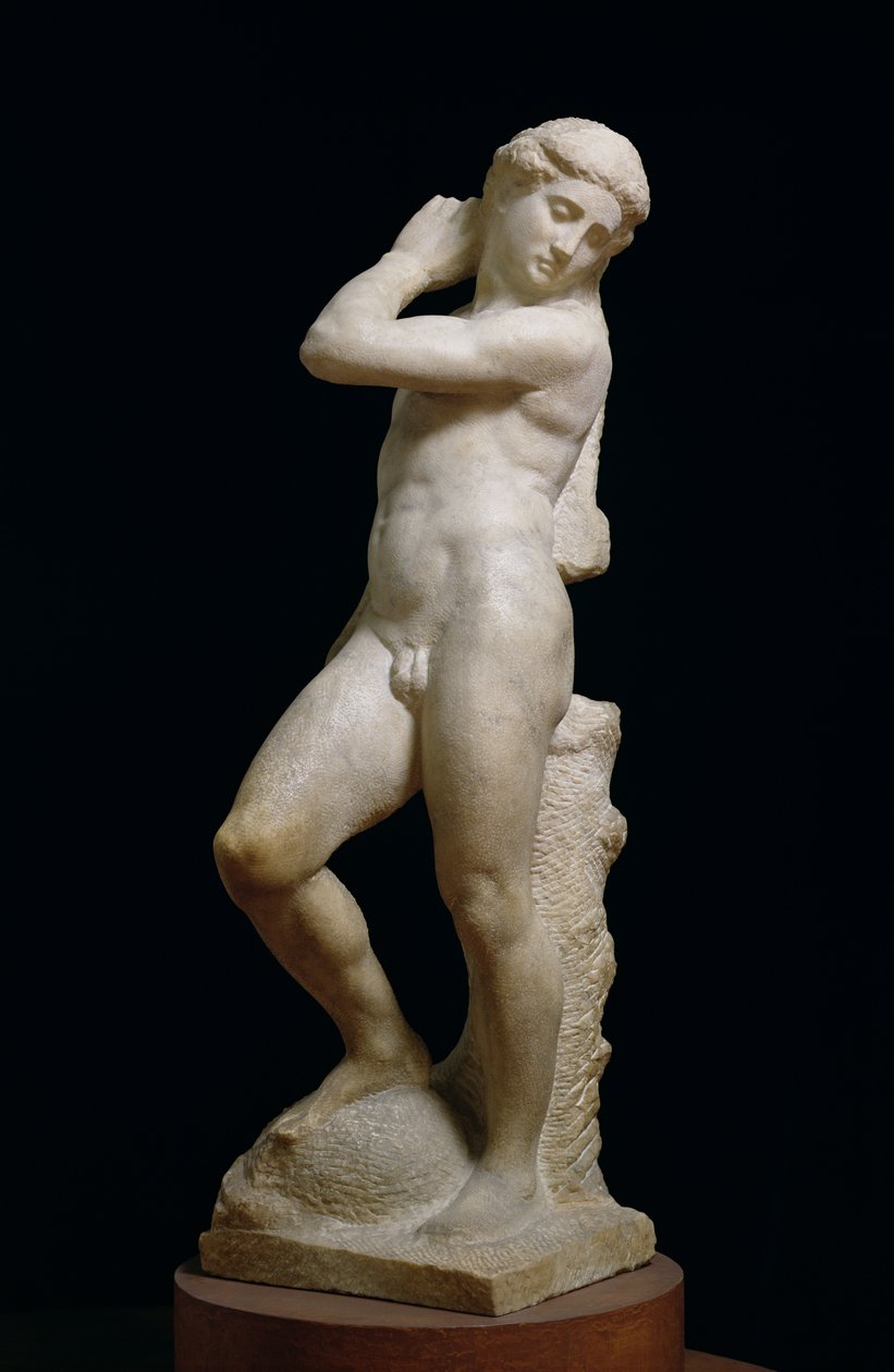 Apolo, ou David, c.1530 (mármore) (veja também 79843 e 230332) de Michelangelo Buonarroti