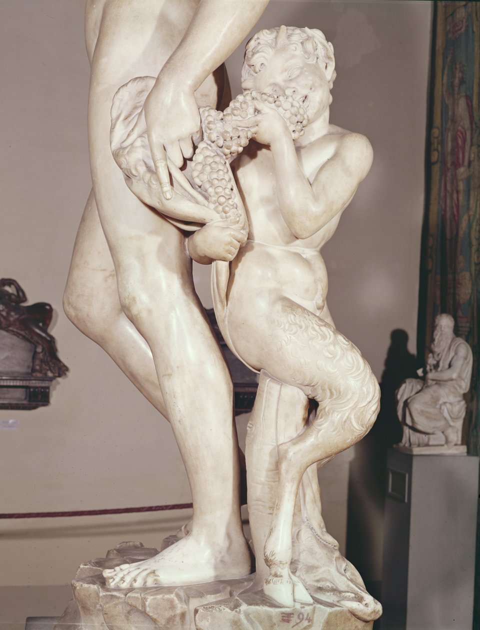 Baco com um jovem Faun detalhe do faun jovem, 1496-7 mármore de Michelangelo Buonarroti