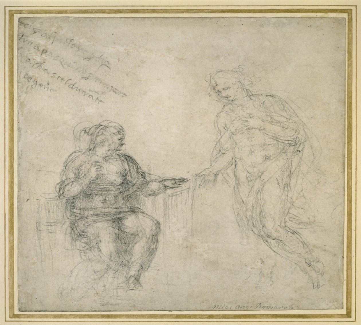 Cristo despedindo-se de sua mãe depois da ressurreição, c.1560 (giz preto sobre papel) de Michelangelo Buonarroti