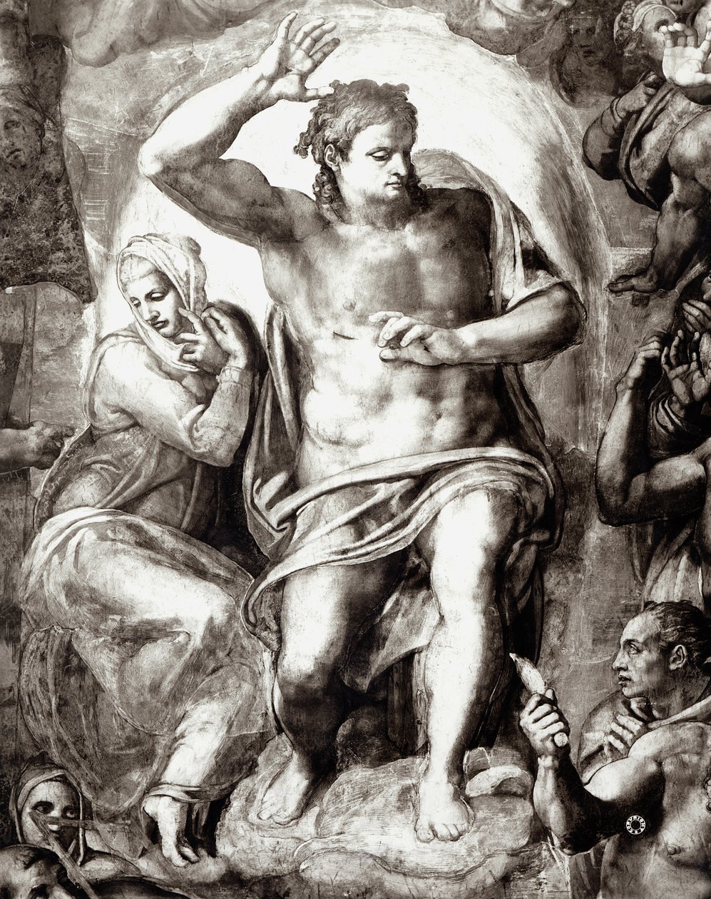 Cristo, detalhe do último julgamento, 1538-41 de Michelangelo Buonarroti