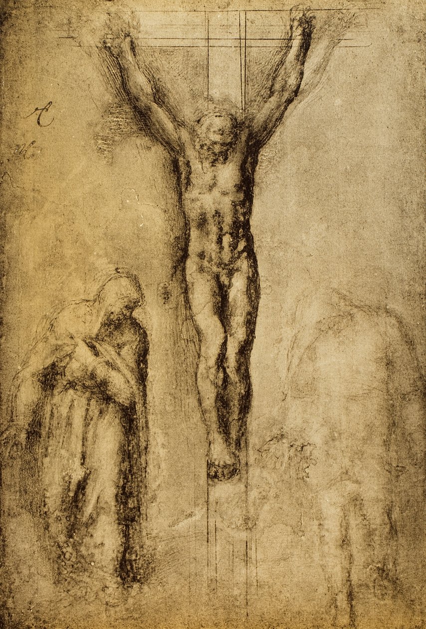 Crucificação; desenho de Michelangelo. O louvre, paris de Michelangelo Buonarroti
