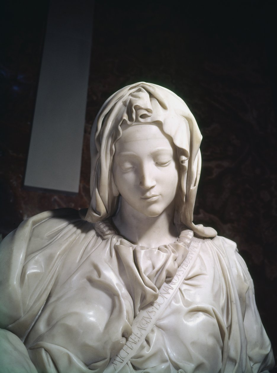 Detalhe da Pietà, 1498-99 mármore de Michelangelo Buonarroti