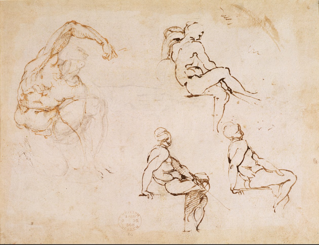 Figura Desenhos (tinta no papel) de Michelangelo Buonarroti
