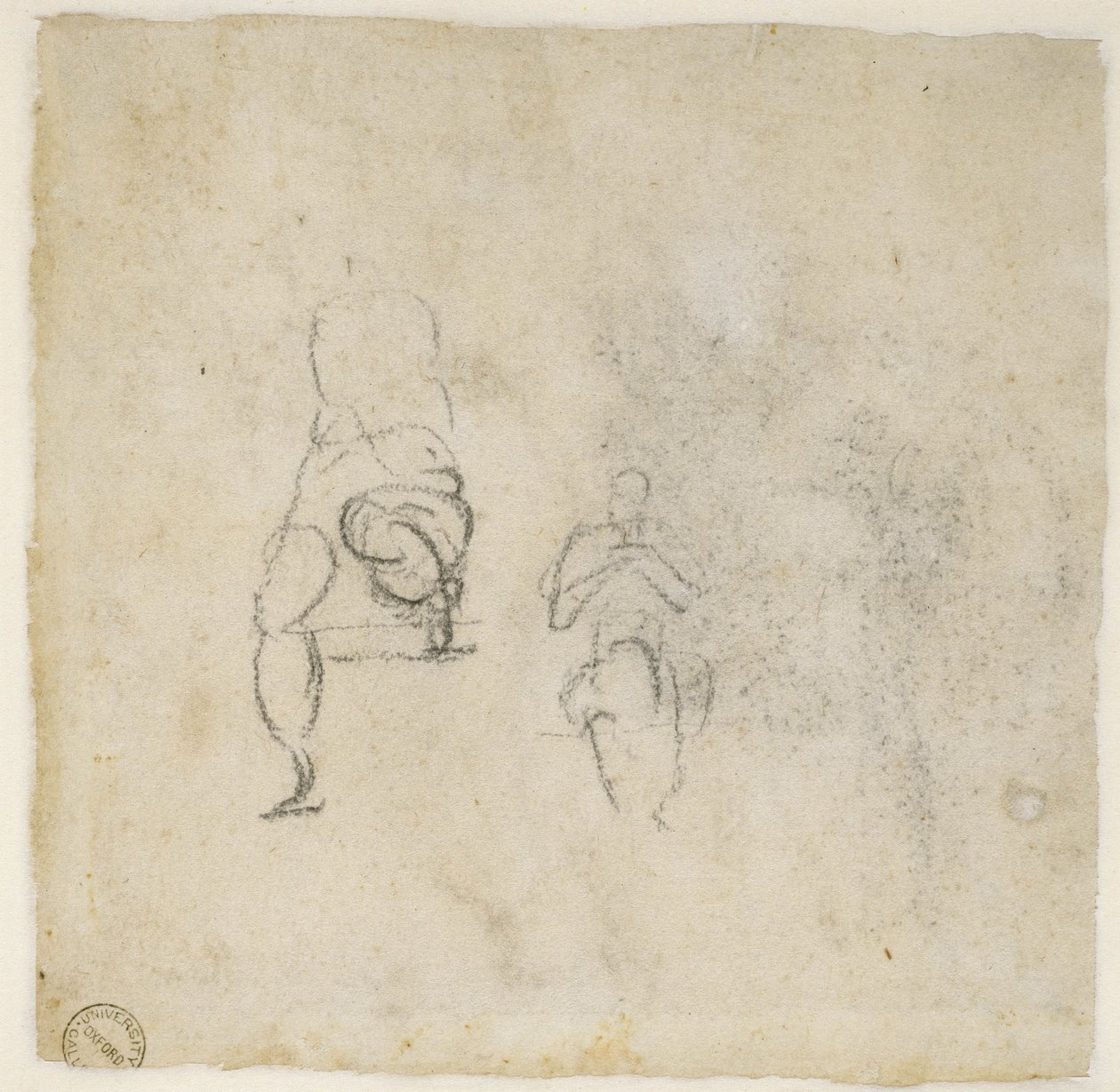 Figura Estudos, c.1511 (giz preto sobre papel) de Michelangelo Buonarroti