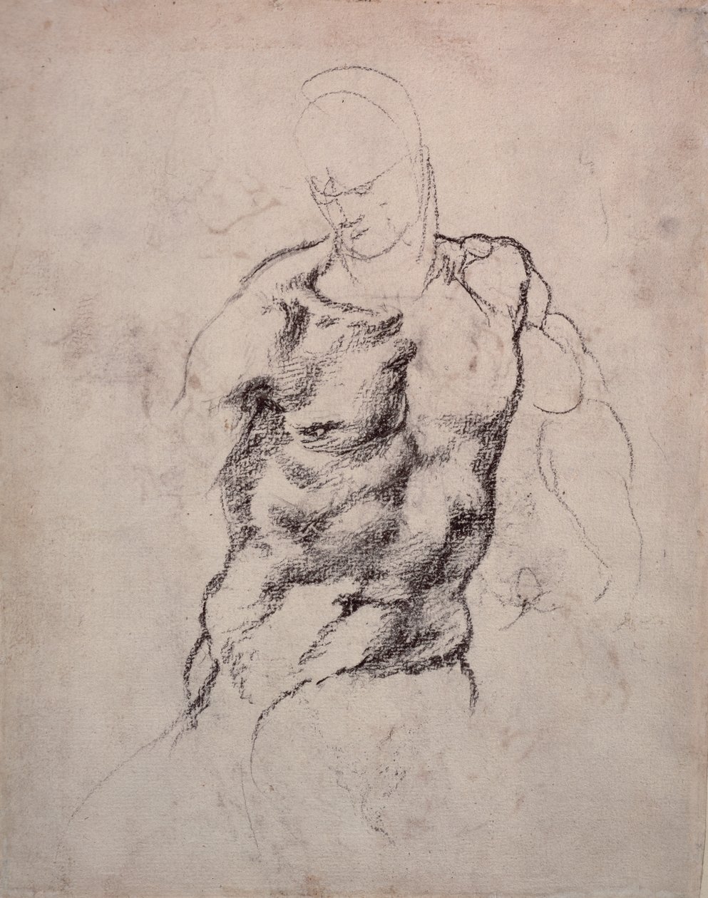 Figura Estudo (carvão sobre papel) de Michelangelo Buonarroti