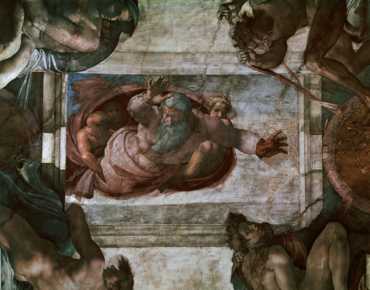 Deus separando as águas, detalhe do teto da Capela Sistina, 1508-12 de Michelangelo Buonarroti