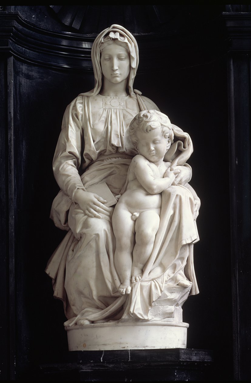 Madonna and Child, encomendada em 1505 por Jan van Moescroen, entregue à igreja em 1514 ou 1517 (mármore) de Michelangelo Buonarroti