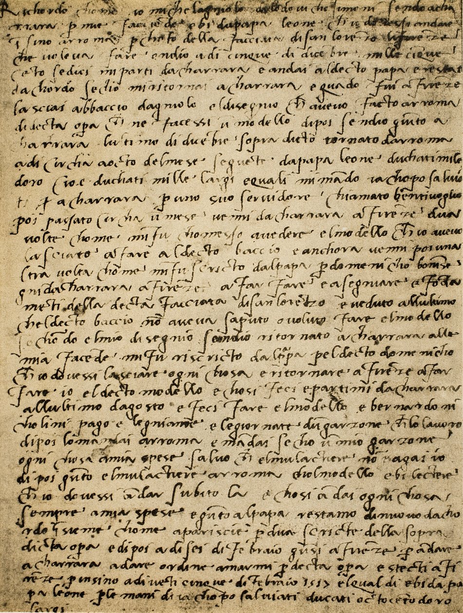Página de um manuscrito de Michelangelo. Casa Buonarroti, Florença de Michelangelo Buonarroti