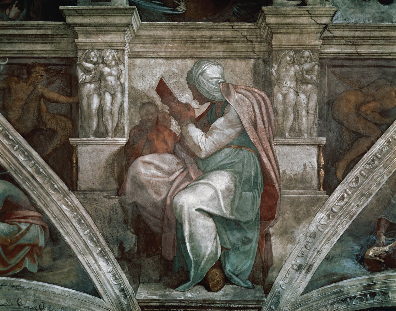Sibila persa, detalhe do teto da Capela Sistina, 1508-12 de Michelangelo Buonarroti