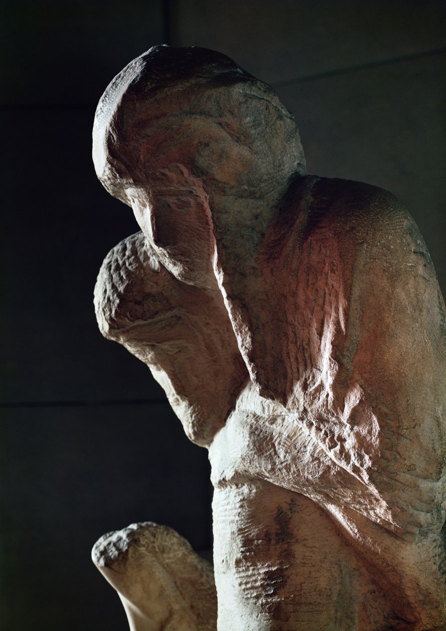 Pietà conhecido como Rondanini detalhe das cabeças de mármore de Michelangelo Buonarroti