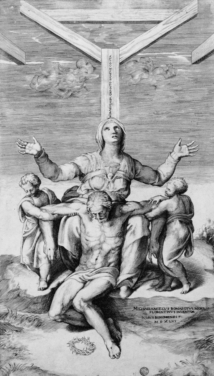 Pieta, gravada por Giulio Bonasone, 1556 de Michelangelo Buonarroti
