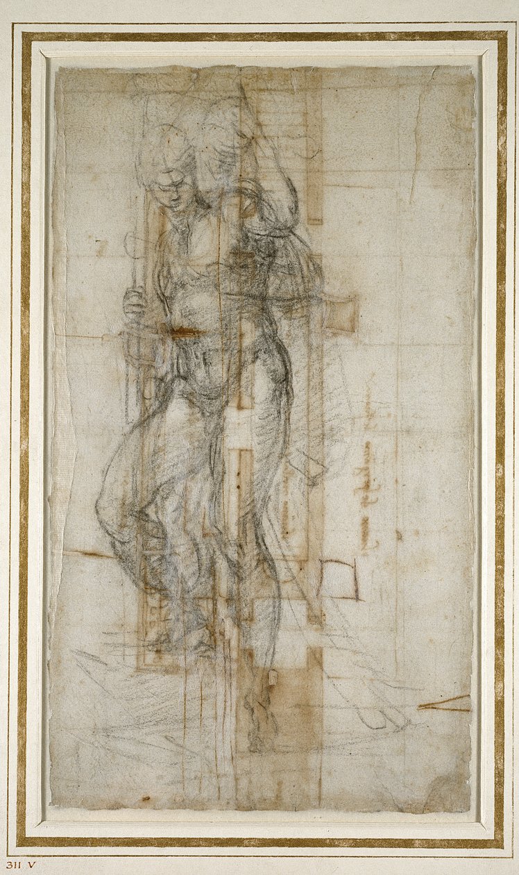 Plano de um palco relíquia para San Lorenzo, 1532 (giz no papel) de Michelangelo Buonarroti